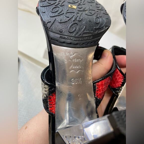 Van Maria by Soda Snakeskin & Rhinestone Heels Size 6 | 3” Acrylic Heel Slip-Ons - Picture 13 of 14